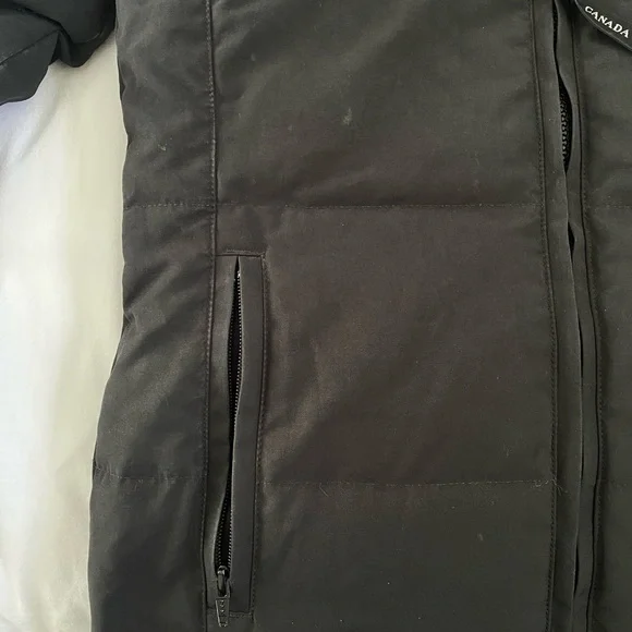CANADA GOOSE BLACK CHELSEA FUR HOOD PARKA COAT